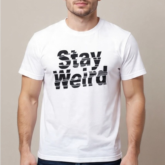 NWT Stay Weird Graphic T-Shirt – Slim Fit Short Sleeve Crewneck – White - Picture 1 of 7